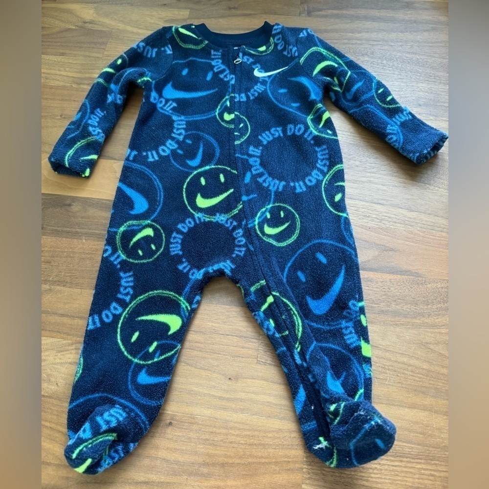 Nike Baby SMILEY Footed Zipper polar Size 3 Months, Blue, Fleece